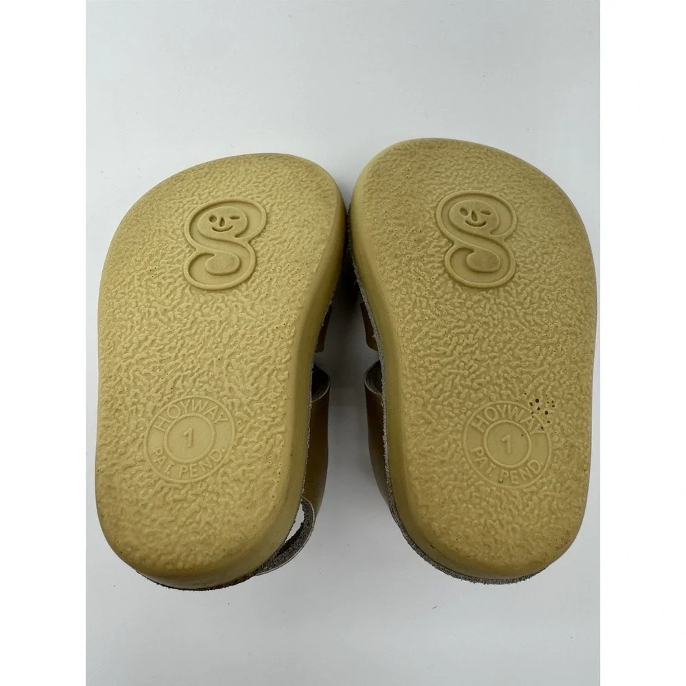 Toddler Girls Gold Buckle Sandals Size 1‎ Double Strap Casual Shoes